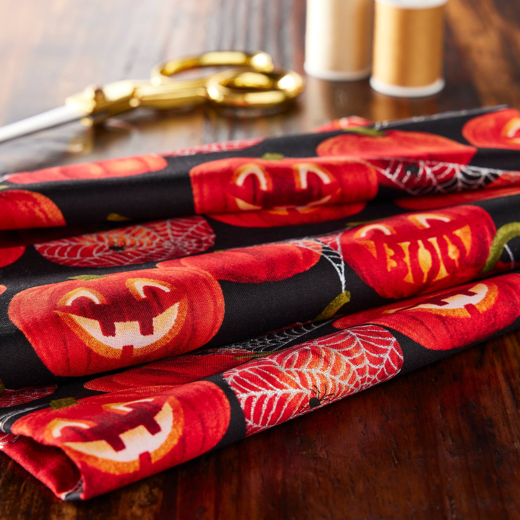 Fabric Traditions Glitter Jack O' Lantern Cotton Fabric
